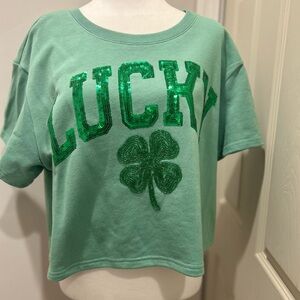 Green 'Lucky' Sequin T-Shirt